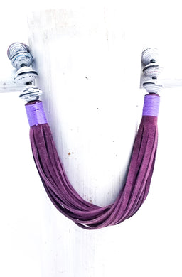 Anabelle Necklace in Purple and White/Gray Paper Beads